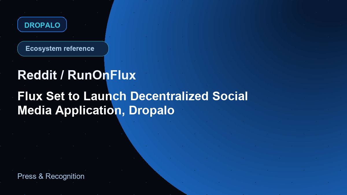 Press card thumbnail for Reddit / RunOnFlux article about Dropalo